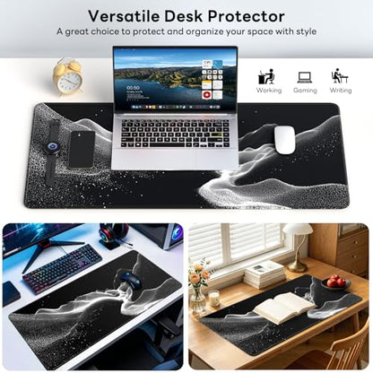 Large Gaming Mouse Pad, XL Desk Protector, Non-Slip Base | 31.5x15.7 in Extended Desk Mat with Stitched Edges for Keyboard, Work, Game, Office, Home PC and Laptop - color: Dot Mountains
