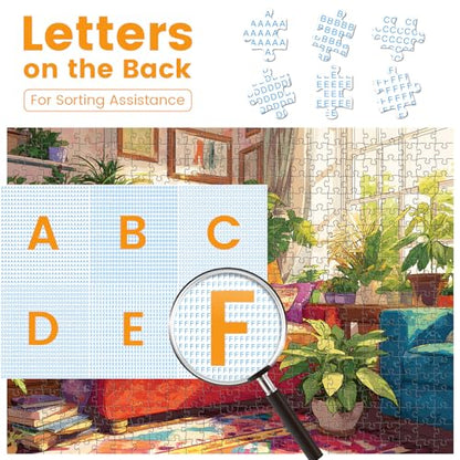 500 Piece Puzzles for Adults, Cozy Sunlit Room Jigsaw Puzzles with Lush Greenery, Relaxing 500 piece Puzzle, Perfect for Family Time, Home Wall Decor, Great Gift for Adults, Seniors,16+, 20.5 x 15 in - style: Cat’s Lazy Day