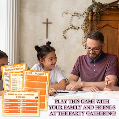 Bible Feud Games, Christian Game Cards, Religious Family Party Games for Family Friend, Friendly Feud Game for Groups, Easter Party Decorations Supplies Favors，04