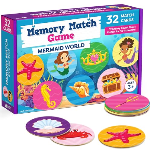 Mermaid Toys for Girls 4-6 Matching Game - Memory Game for Kids - Girls Toys 4-5 - Mermaid Gifts - 4 Year Old Girl Birthday Gifts - Kids Games Preschool Educational Toys - color: Mermaids
