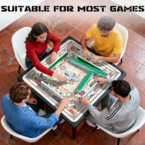 Mahjong Mat for Table (31.5 X31.5 in), Non-Slip Noise Reduction | Floral Mahjong Table Mat, Mah Jong Mat with Carrying Bag, Game Table Cover for Mahjongs Poker Card Dominoes, Christmas Gift - color: Flowers