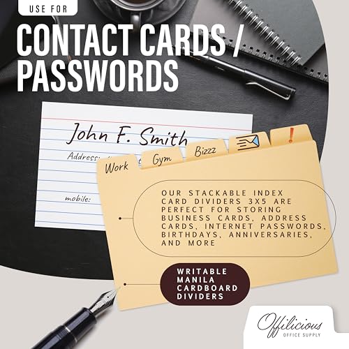 50 Heavyweight Manila Index Card Dividers with Tabs, 4x6 Blank, 108 Stickers - Monthly, Recipe & Greeting Card Dividers - color: 50 Pcs, size: 4 x 6 Inches