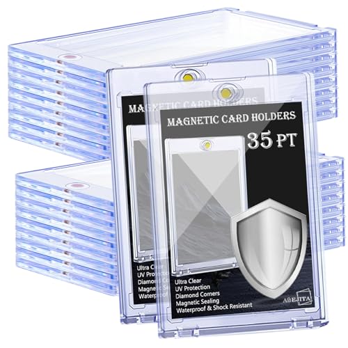 35-Pack Magnetic Card Holder for Trading Cards, 35pt Ultra Clear One Touch Card Holder, U-V Protector Hard Plastic Card Sleeves, Display Cases for Baseball Cards, Game Cards, Sports Cards - size: 35
