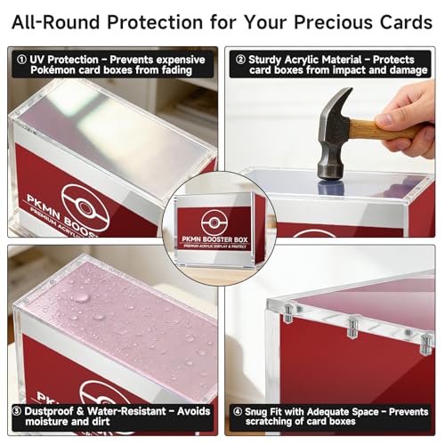 Acrylic Display Case for PKMN Booster Box – Magnetic Lid Stackable Design, Clear Plastic Storage & Protection for Booster Boxes, Trading Cards, Collectibles – for Pokemon Booster Box Case - size: PKMN Booster Box Case
