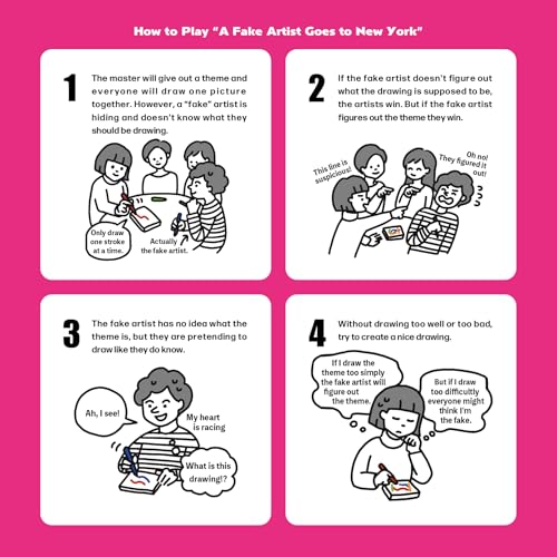 Oink Games A Fake Artist Goes to New York | Japanese Social Deduction Party Game for Families & Adults, Creative Bluffing, Hidden Roles, Group Gameplay, 5-10 Players