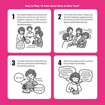 Oink Games A Fake Artist Goes to New York | Japanese Social Deduction Party Game for Families & Adults, Creative Bluffing, Hidden Roles, Group Gameplay, 5-10 Players