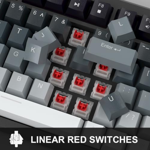 MageGee 75% Mechanical Gaming Keyboard, Compact Blue Backlit Wired Gaming Keyboards with Linear Red Switches, Knob Control, STAR75 Portable NKRO PC Gaming Keyboard - Gradient Gray - color: Gradient Gray - Red Switch