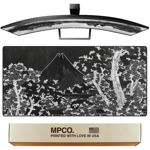 MPCO. Original Large Gaming Desk Mat – 36" x 17" Duraglyde Ukiyo-E Mount Fuji Full Desk Mouse Pad for Smooth Precision – Non-Slip, Washable Extra-Large PC Mouse Pad for Gaming Sessions - color: Mount Fuji - DuraGlyde, size: 36L x 17W inches