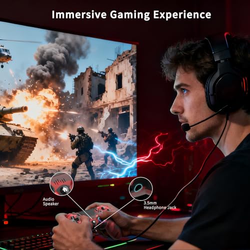 2 Pack Wireless Controller for PS4, Game Remote Controller Compatible with PS4/Slim/Pro/PC, Programmable, RGB Light, 1000mAh Battery, Dual Vibration, 6-Axis Gyro, Share, Touch Pad,Speaker&Audio Jack - color: Camo Red&Blue