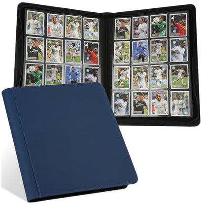 16 Pocket Ringless Side Loading Trading Card Binder, 1024 Cards PU Fixed Page Zipper Card Album for TCG Sports Game Cards, Not Fit Top Loaders (Dark Blue) - color: 16 Pocket 1024 Diamond Dark Blue