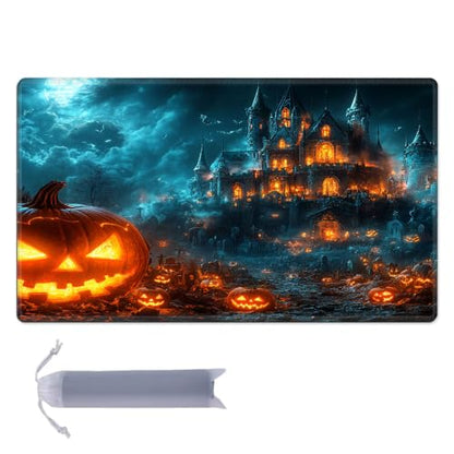 for MTG Playmat, Custom Trading Card Game Mat 17.3 x 13.8 in | Castle of Shadows Premium Non-Slip Rubber Base, Water-Resistant & Stitched Edges, Personalized High-Definition Art - color: Castle of Shadows, size: 17" x 14" Regular