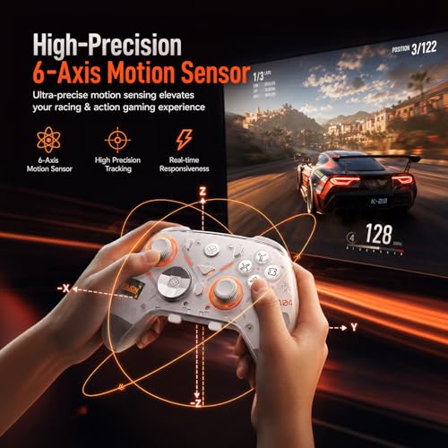 Aolion gaming K20 TMR Wireless Controller Compatible with Switch/PC/iOS/Android, TMR Precision Joystick, 1000Hz Polling Rate, Tri-Mode Bluetooth/2.4G/Wired Gamepad, RGB Charging Dock, Back Paddles - color: Red
