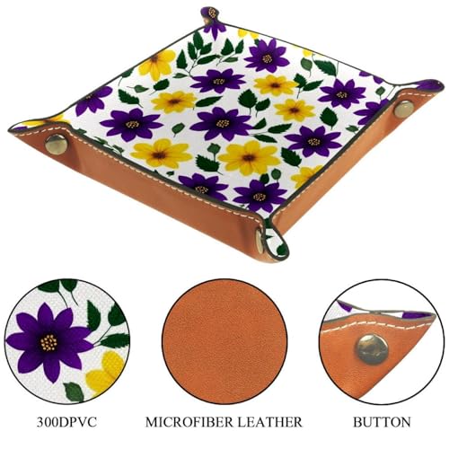 Purple Yellow Flowers Dice Tray Dice Rolling Tray Folding Dice Holder for Dice Games, Like RPG, DND and Other Table Games - color: Multi 1