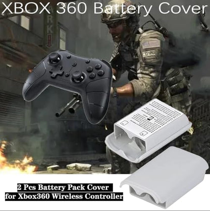 2 Pcs Battery Pack Cover for Xbox360 Wireless Controller, Replacement Battery Pack Cover Shell Case (2xWhite) - color: White