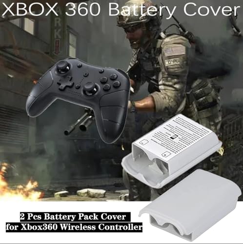 2 Pcs Battery Pack Cover for Xbox360 Wireless Controller, Replacement Battery Pack Cover Shell Case (2xWhite) - color: White