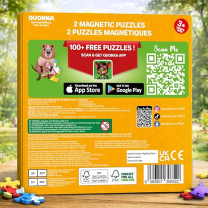 QUOKKA Magnetic Puzzles for Toddlers 3-5 – Search & Find 2 Pack, 60 Pieces Each – Travel Friendly Board with Hidden Objects, Farm and Africa Scenes – Educational Puzzle Gift for 3 Year Olds - color: Magnetic Farm