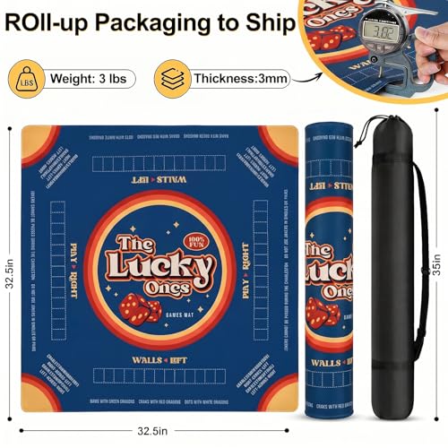 Rolled Shipping Mahjong Mat with Rules for Table 32.4''x32.4'', Mah Jongg Mat with Carrying Bag for American Mahjong, Poker, Board Games, Card Games & Dominoes (Dark Royal Blue) - color: Dark Royal Blue