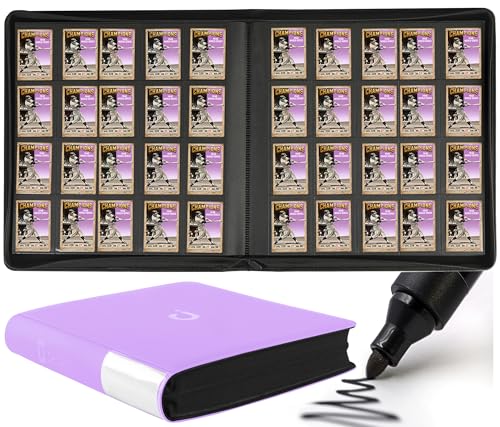 D DACCKIT 2000 Pocket Card Binder - Premium 20 Pocket Trading Card Binder with Sleeves Fits 2000 Cards, Ringless Card Album for TCG - Model A，Light Purple - color: Light Purple