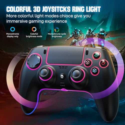 Wireless Controller for PS5 with RGB LED,TURBO, Dual Vibration, 6 Axis Gyro Sensor, Touchpad, Ergonomic for Playstation 5 Controller, Compatible with PlayStation 5/PC/Mac/ios/Android/Steam
