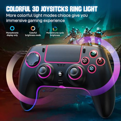 Wireless Controller for PS5 with RGB LED,TURBO, Dual Vibration, 6 Axis Gyro Sensor, Touchpad, Ergonomic for Playstation 5 Controller, Compatible with PlayStation 5/PC/Mac/ios/Android/Steam