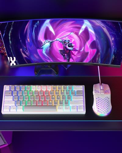 SOLAKAKA SM900 Gaming Mouse Wired with RGB,Adjustable 12800 DPI Wired Gaming Mouse with Side Buttons,Computer Mouse for Laptop/PC,White - color: white