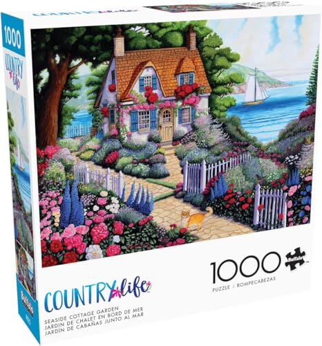 Buffalo Games Joseph Holodook, Seaside Cottage Garden, 1000 Piece Puzzle | Adult Jigsaw Puzzle 1000 Pieces, Poster Included, Precision-Cut Pieces with Snap Fit, Thicker Board, Made in USA