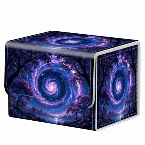 Strong Magnet for TCG MTG Commander Deck Box Playing Card Case Organizer Trading Card Case Creative Pattern Trading Card Storage Box for Collectible Games Up to 200 Cards,Blue Spiral Galaxy - color: Blue Spiral Galaxy