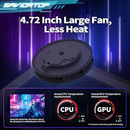 Brook Saviortop Gaming Laptop Cooling Pad – High-Speed 3500 RPM Laptop Cooler with Turbo Fan, RGB Cooling Stand for 10-19 Inch Laptops, Touch Control, USB-C Hub, Adjustable Height, Quiet Cooling Fan