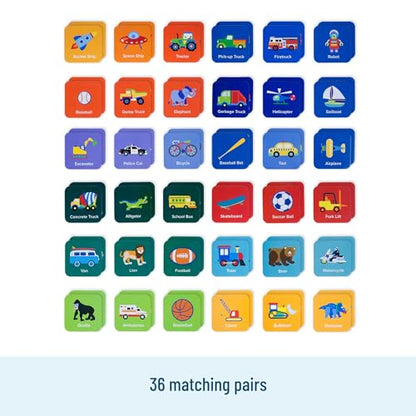 Wildkin Memory Matching Game – 36 Educational Pairs for Toddlers & Preschool - Boy - style: Adventure