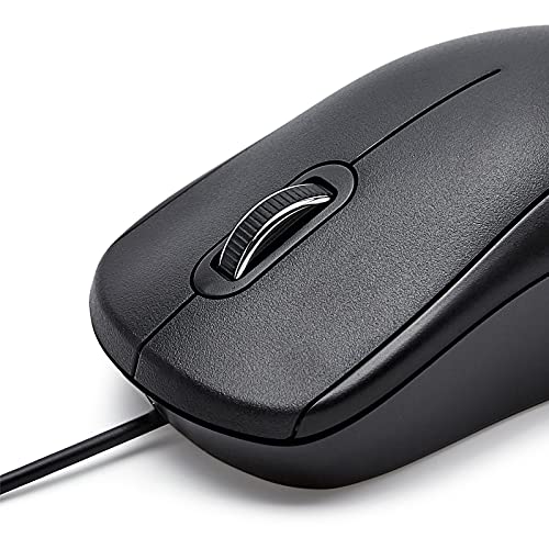 Amazon Basics 3-Button USB Wired Mouse with Precision Scroll Wheel, 1000 DPI, Ergonomic Grip, Plug and Play, 6-foot Cable, Black