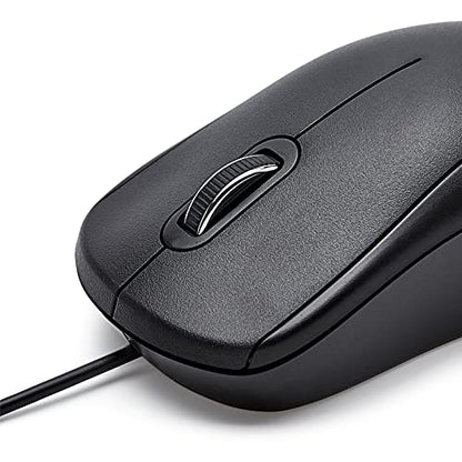 Amazon Basics 3-Button USB Wired Mouse with Precision Scroll Wheel, 1000 DPI, Ergonomic Grip, Plug and Play, 6-foot Cable, Black