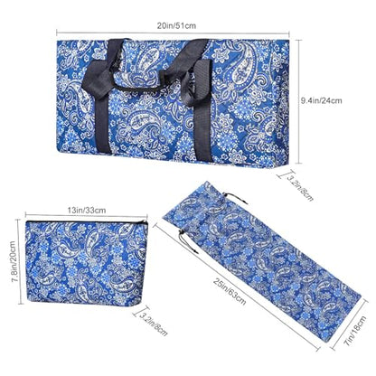 American Mahjong Game Set, 166 Blue Tiles (1.2”), 4 All-in-One Color Rack/Pushers & Drawstring Bag, Complete Mahjong Sets with Blue Printed Carrying Bag and Mahjong Tile Set Accessories - color: Blue