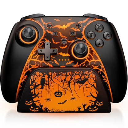 Switch 2 Pro Controller with Charging Dock, 1000mAh Battery, Wireless Bluetooth Controller with Hall Effect Joysticks & Triggers, for Switch2/Switch/Switch OLED/Switch Lite, with 7 Light Modes/Paddle/Turbo/Motion - color: Orange