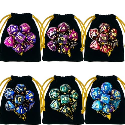 DND Dice Set 42 Pcs Polyhedral Dungeons and Dragons Rolling Dice for D&D RPG MTG Table Games Dice Bulk with Colorful Drawstring Bags and Dice Tray (Star) - color: Star