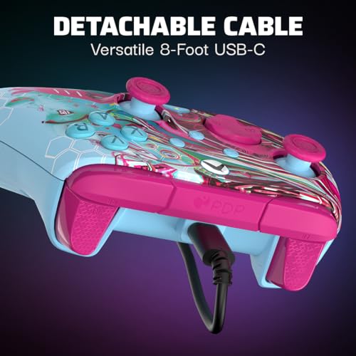 PDP Gaming REMATCH GLOW Enhanced Wired Gaming Controller: Licensed Glow in the Dark Gamepad for Xbox Series X|S, Xbox One, Windows PC, Mappable Back Buttons, Advanced Customizable App: Android Dreams - color: Android Dreams (Glow in the Dark), style: Cont
