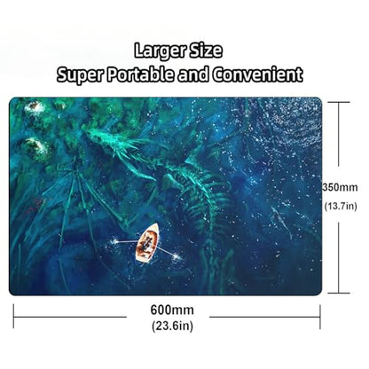 MTG Playmat, 24 x 14 Inches TCG Card Mat, Smooth Rubber Surface, Board Game Mats for MTG DTCG CCG RPG Trading Card - color: Sea Dragon