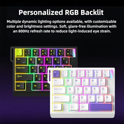 FKZ M30HE Rapid Trigger Gaming Keyboard,Hall Effect Magnetic Switch One Handed Hot Swap RGB Wired Mechanical Keyboard Adjustable Actuation 8K Hz Polling Rate Macro Keypad for E-Sports Gamer (White) - color: White
