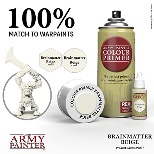 The Army Painter, Colour Primer Brainmatter Beige, 400 ml spray acrilico | Primer beige per dipingere miniature Warhammer e Dungeons and Dragons - color: Brainmatter Beige