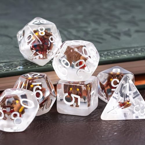 UDIXI Polyhedral Dice Set D&D, 7PCS Resin DND Dice Set for Tabletop Games | Aarakocra Inclusions, Velvet Storage Bag, DM Gift, for Dungeons and Dragons Role Playing Games Board Games - color: Aarakocra