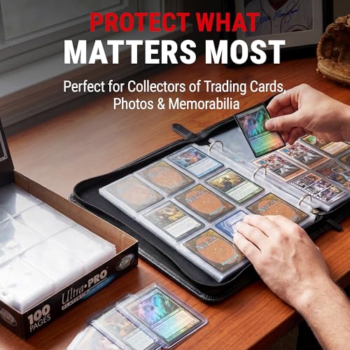Ultra Pro Trading Card Sleeves – 9 Pocket Card Sleeves for Binder – Platinum Series Pages for Cards & Memorabilia – Archival Safe, UV Protection & 3-Ring Binder Compatible – 100 Pages, Made in USA