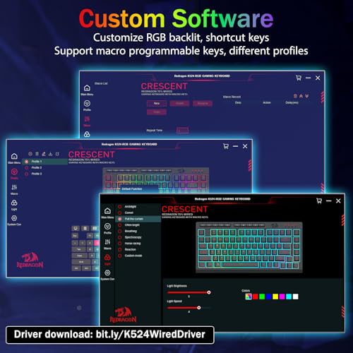 Redragon K524 Wired Gaming Keyboard, RGB Backlit, 75% Compact Quiet Membrane Keyboard with Programmable Macro and Multimedia Keys, Anti-ghosting, Spill Resistant for Win/MAC/PS/Xbox - color: Wired