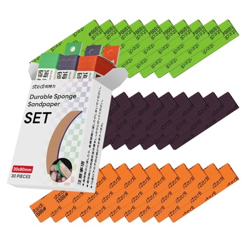 stedi Sanding Sponge 30PCS Model Gundam Building 3mm #1000#1200#1500 | Wet Dry Sandpaper,Sanding Block,Sandpaper Sheets,Gunpla Surface Finishing,3d print sanding kit,3m sanding sponge - style: 3mm #1000#1200#1500(30PCS)