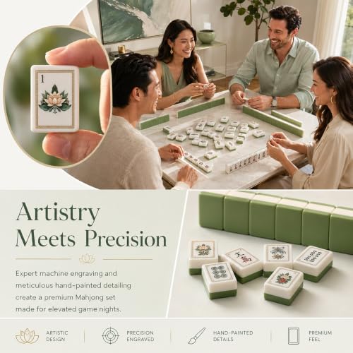 4 Layer Mahjong Tiles, 160 Pcs Premium Acrylic American Mahjong Set with Dice Bag, 13 Styles Available Clear Engraved Western Game for Adults Home Travel Parties & Social Games (01) - color: 01
