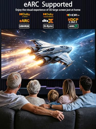 16K HDMI 2.2 Cable 10ft, 96Gbps High Speed, 16K@60Hz 8K@120Hz 4K@480Hz HDMI Cord with eARC, HDCP 2.2&2.3,HDR10, eARC, VRR & ALLM, Braided HDMI for PS5, Xbox Series X, Gaming PC, TV, Monitor, Projector - size: 10 FT