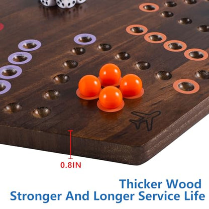 Wahoo Board Game-23.6 Inches Game Board for 4 and 6 Players | solid wooden wahoo marble board game with marbles and dice; fit party game night and indoor group entertainment - color: Extra Large, Flame