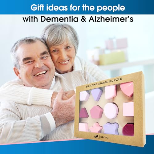 Jispring [100% Silicone] Shape Puzzles for Dementia, Products for Elderly, Cognitive Matching Games, Fidget Sensory Toys for Alzheimers, Dementia Activities for Seniors, Anxiety Relief Tiles - style: Shapes
