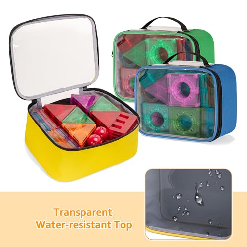 Rexmica 4 Pack Toy Storage Bag for Magnetic Building Tiles, Multifunction Toy Storage Organizer Bag, Magnetic Blocks Tiles Travel Bag Case with Visible Top for Building Blocks, Board Game