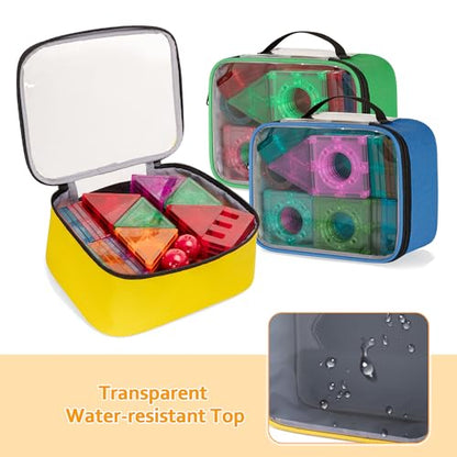 Rexmica 4 Pack Toy Storage Bag for Magnetic Building Tiles, Multifunction Toy Storage Organizer Bag, Magnetic Blocks Tiles Travel Bag Case with Visible Top for Building Blocks, Board Game