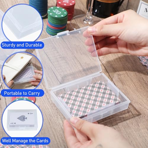 Skylety 12 Pcs blank Playing Card Case, Clear Poker Box Snap Closed, Plastic Playing Game Card Storage Box Holder for Poker, Suitable for 3.7x2.7 Inch