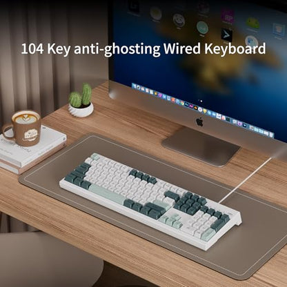 MageGee Creamy Keyboards,K2 Classic Keyboard Wired RGB Backlit 104 Keys Waterproof Ergonomic Keyboard,PC Keyboards for PC/loptop/MAC-Geeen - color: Green